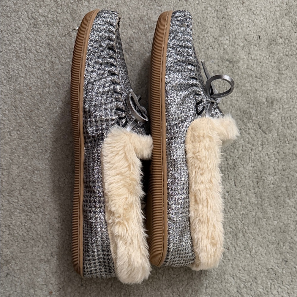 J. Crew Metallic Gray Slippers with Cream Lining - Picture 6 of 8
